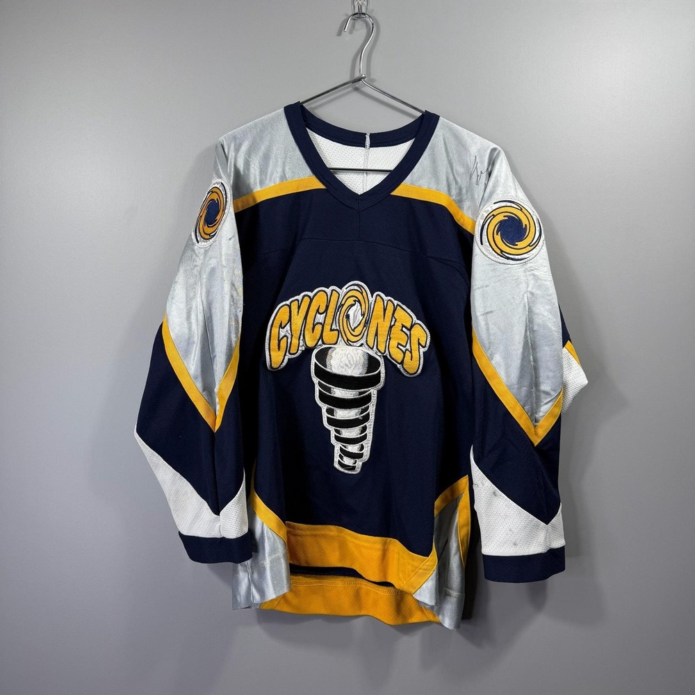 Cyclones Jersey Mens Small Blue Hockey CCM Martin 48 Stop Signed Made Canada